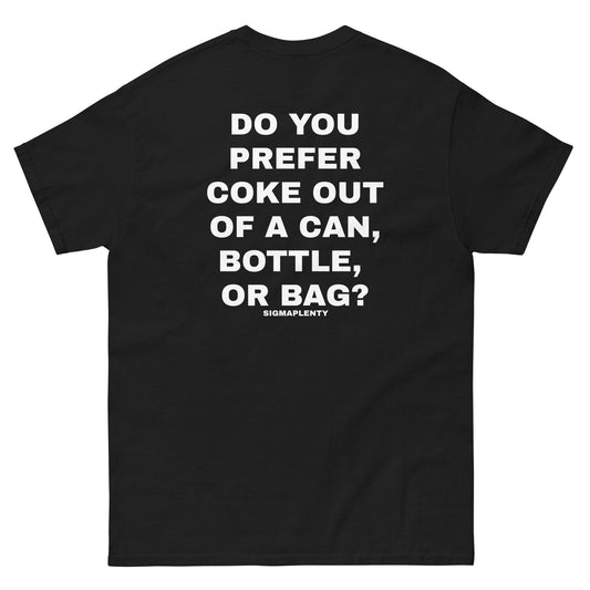 DO YOU PREFER COKE OF A CAN, BOTTLE, OR BAG? TEE